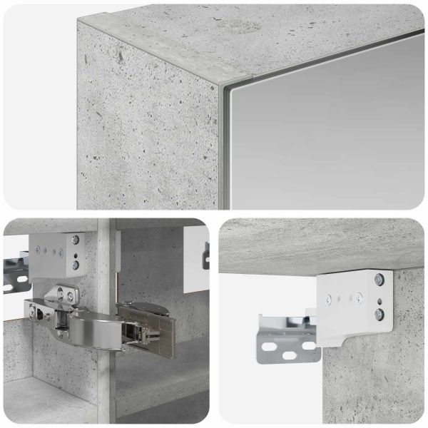 Шкаф с огледало за баня с рафт Циментено сиво 30 x 10,5 x 50 см