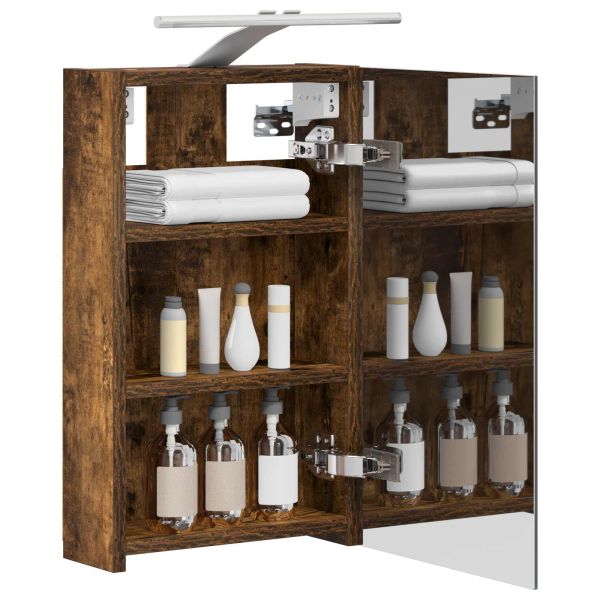 Шкаф с огледало за баня с рафт Димян дъб 30 x 10,5 x 50 см