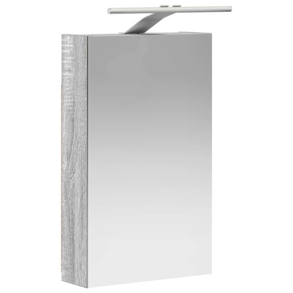 Шкаф с огледало за баня с рафт Сив Сонома 30 x 10,5 x 50 см