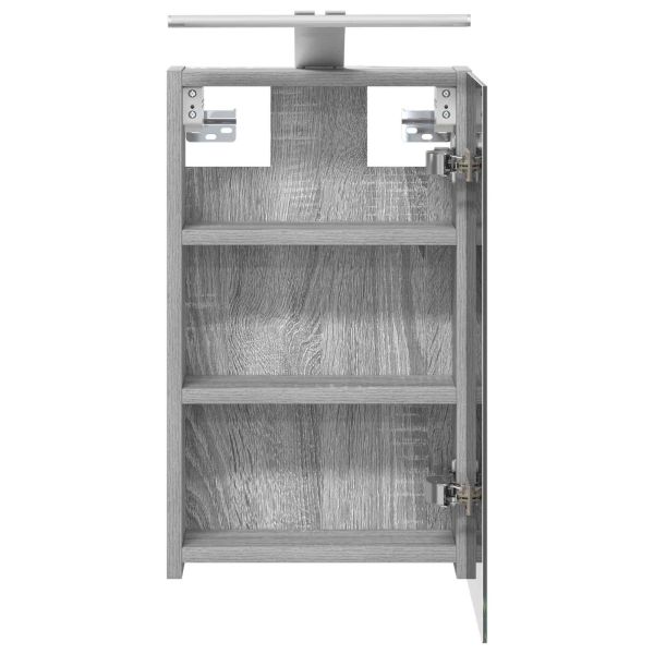 Шкаф с огледало за баня с рафт Сив Сонома 30 x 10,5 x 50 см