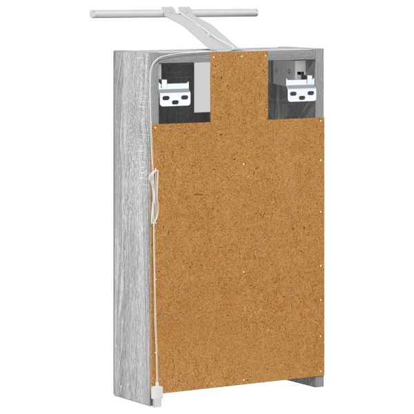 Шкаф с огледало за баня с рафт Сив Сонома 30 x 10,5 x 50 см