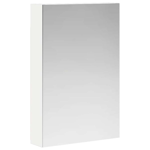 Шкаф с огледало за баня с рафт с врата Бяло 40 x 10,5 x 60,5 см