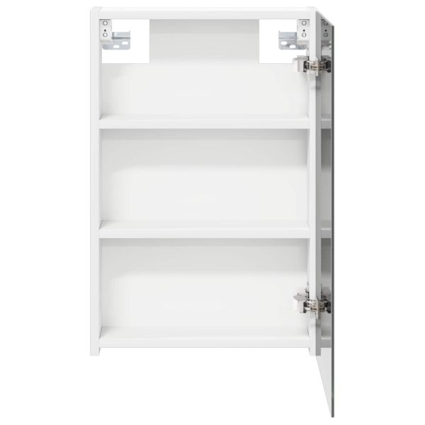 Шкаф с огледало за баня с рафт с врата Бяло 40 x 10,5 x 60,5 см