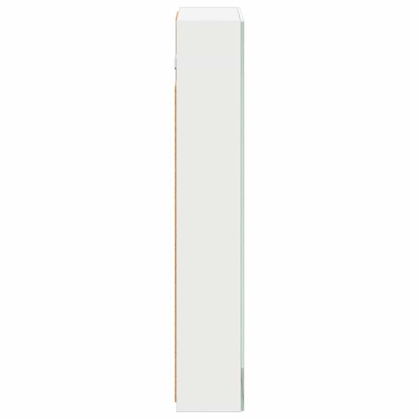 Шкаф с огледало за баня с рафт с врата Бяло 40 x 10,5 x 60,5 см