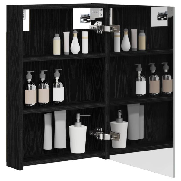 Шкаф с огледало за баня с рафт Черния дъб 40 x 10,5 x 60,5 см