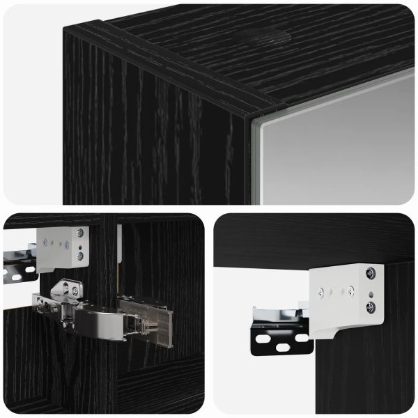 Шкаф с огледало за баня с рафт Черния дъб 40 x 10,5 x 60,5 см