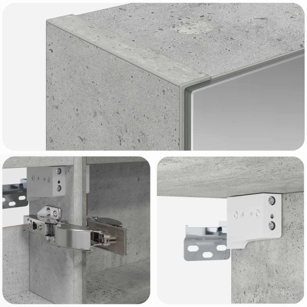 Шкаф с огледало за баня Циментено сиво 40 x 10,5 x 60,5 см