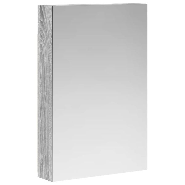 Шкаф с огледало за баня с рафт Сив Сонома 40 x 10,5 x 60,5 см