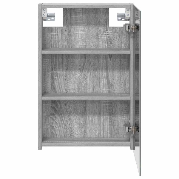 Шкаф с огледало за баня с рафт Сив Сонома 40 x 10,5 x 60,5 см