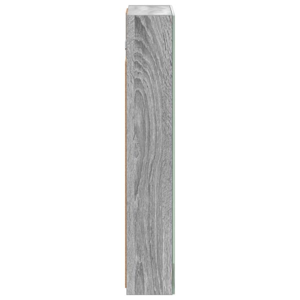 Шкаф с огледало за баня с рафт Сив Сонома 40 x 10,5 x 60,5 см