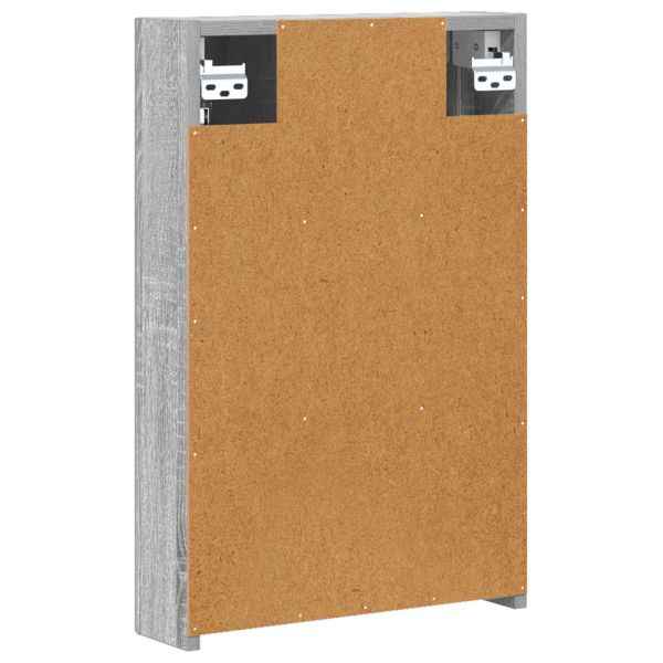 Шкаф с огледало за баня с рафт Сив Сонома 40 x 10,5 x 60,5 см