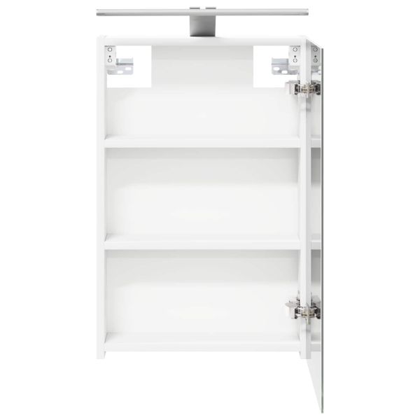 Шкаф с огледало за баня с рафт с врата Бяло 40 x 10,5 x 60,5 см