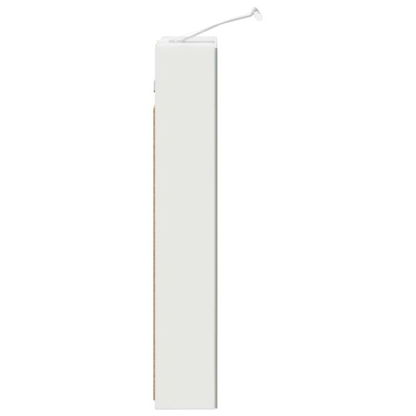 Шкаф с огледало за баня с рафт с врата Бяло 40 x 10,5 x 60,5 см