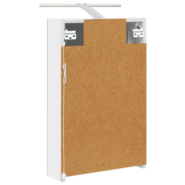 Шкаф с огледало за баня с рафт с врата Бяло 40 x 10,5 x 60,5 см