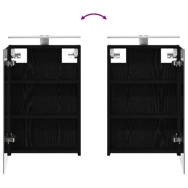 Шкаф с огледало за баня с рафт Черния дъб 40 x 10,5 x 60,5 см