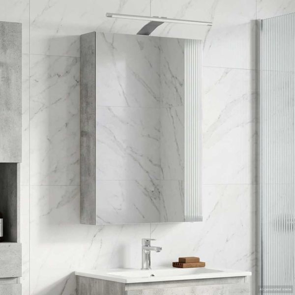 Шкаф с огледало за баня Циментено сиво 40 x 10,5 x 60,5 см