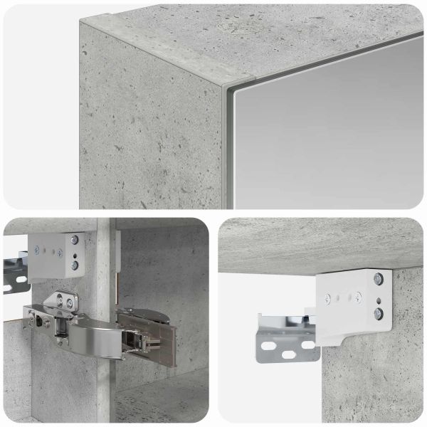 Шкаф с огледало за баня Циментено сиво 40 x 10,5 x 60,5 см