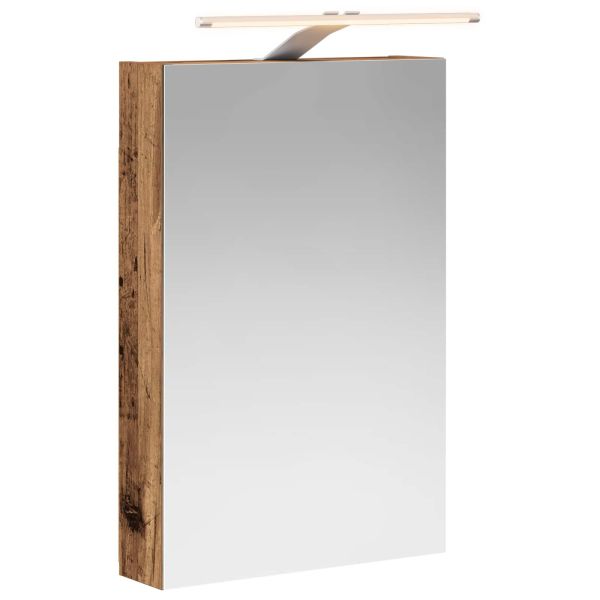 Шкаф с огледало за баня с рафт Старо дърво 40 x 10,5 x 60,5 см