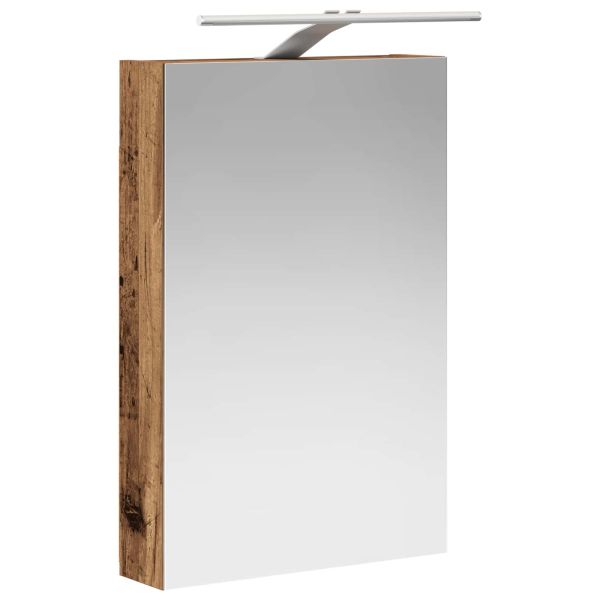 Шкаф с огледало за баня с рафт Старо дърво 40 x 10,5 x 60,5 см