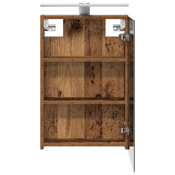 Шкаф с огледало за баня с рафт Старо дърво 40 x 10,5 x 60,5 см