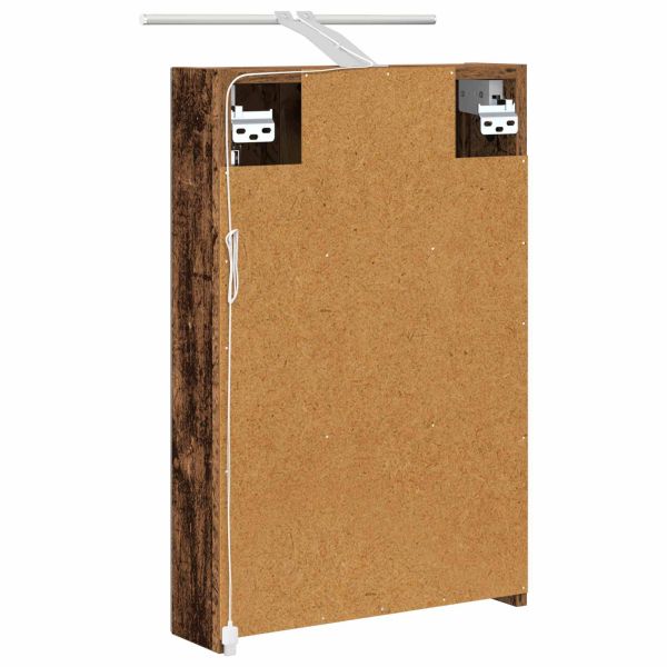 Шкаф с огледало за баня с рафт Старо дърво 40 x 10,5 x 60,5 см