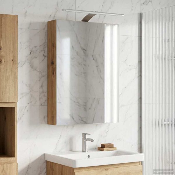 Шкаф с огледало за баня с рафт Дъб Артизан 40 x 10,5 x 60,5 см