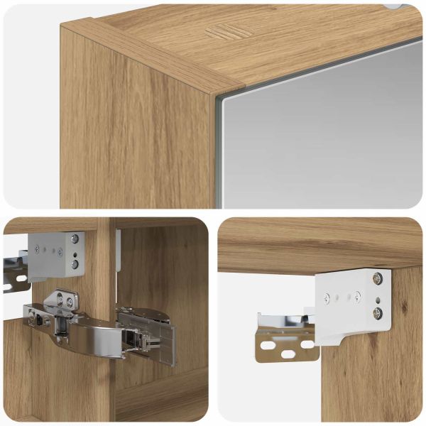 Шкаф с огледало за баня с рафт Дъб Артизан 40 x 10,5 x 60,5 см