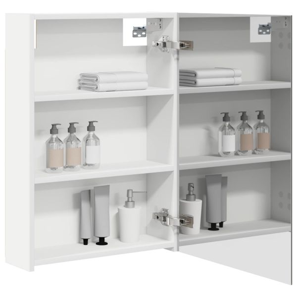 Шкаф с огледало за баня Бяло 50 x 14,5 x 70 см Инженерно дърво