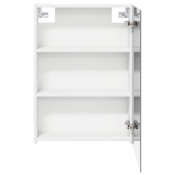 Шкаф с огледало за баня Бяло 50 x 14,5 x 70 см Инженерно дърво