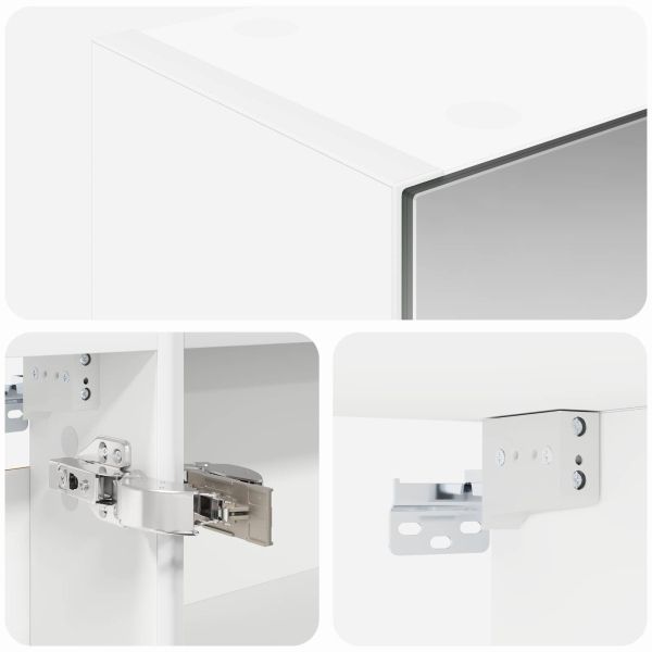 Шкаф с огледало за баня Бяло 50 x 14,5 x 70 см Инженерно дърво