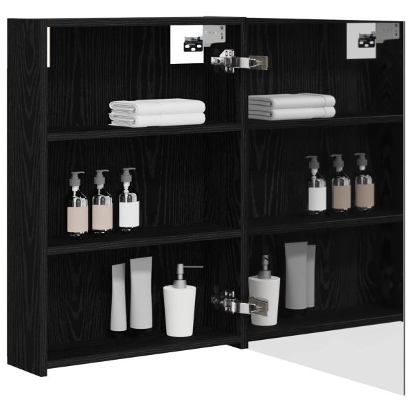 Шкаф с огледало за баня с рафт Черния дъб 50 x 14,5 x 70 см