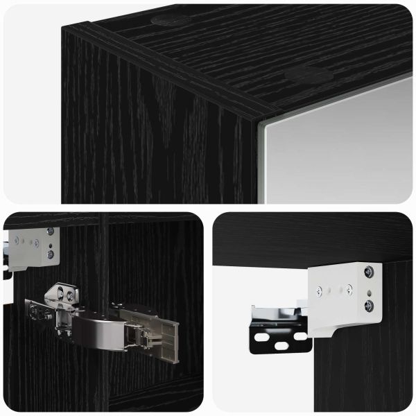 Шкаф с огледало за баня с рафт Черния дъб 50 x 14,5 x 70 см