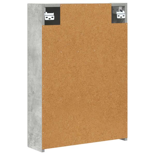 Шкаф с огледало за баня с рафт Циментено сиво 50 x 14,5 x 70 см