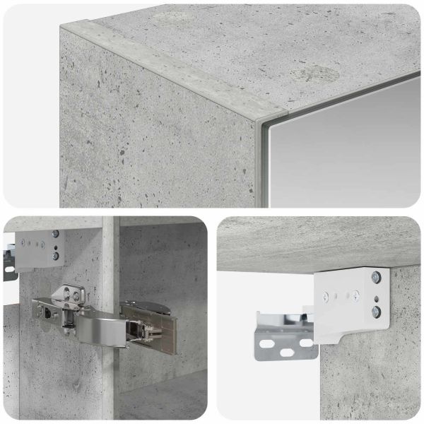 Шкаф с огледало за баня с рафт Циментено сиво 50 x 14,5 x 70 см