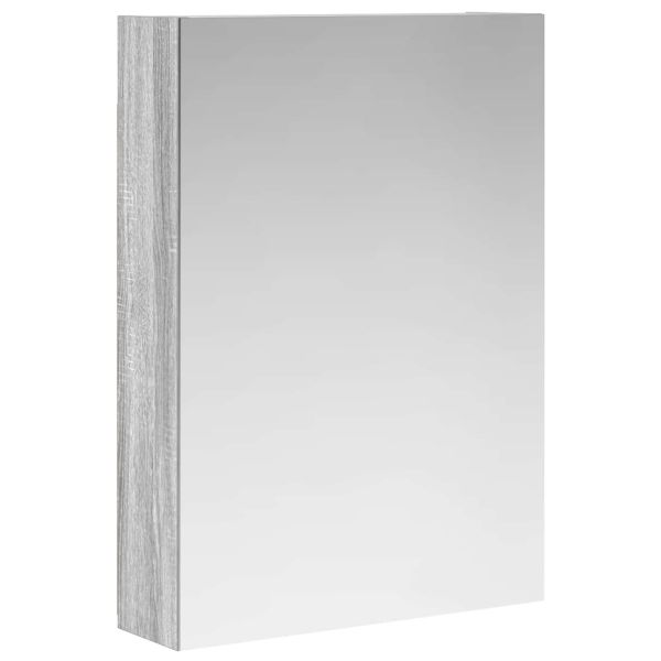 Шкаф с огледало за баня с рафт Сив Сонома 50 x 14,5 x 70 см