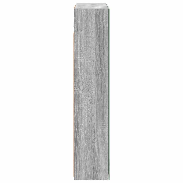 Шкаф с огледало за баня с рафт Сив Сонома 50 x 14,5 x 70 см