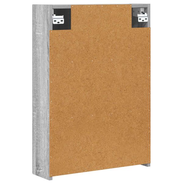 Шкаф с огледало за баня с рафт Сив Сонома 50 x 14,5 x 70 см