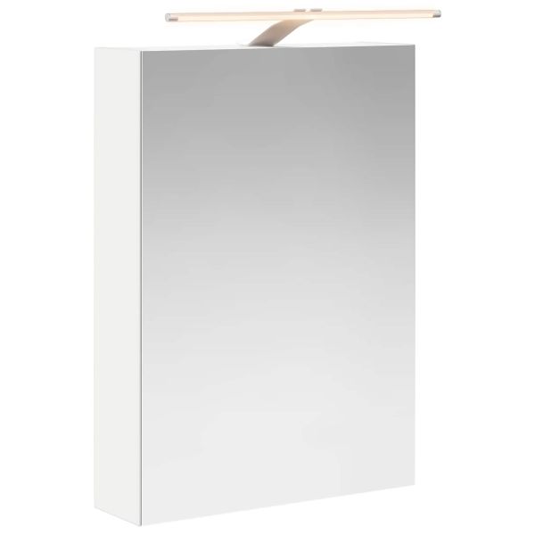 Шкаф с огледало за баня Бяло 50 x 14,5 x 70 см Инженерно дърво