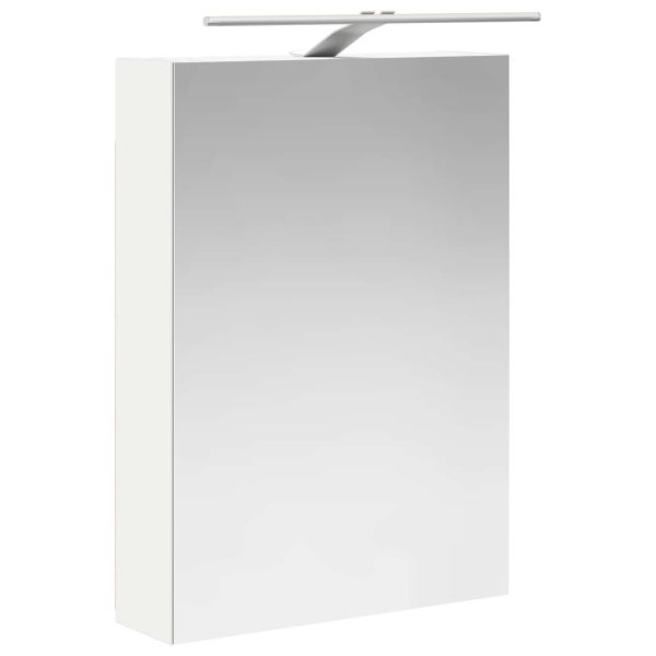 Шкаф с огледало за баня Бяло 50 x 14,5 x 70 см Инженерно дърво