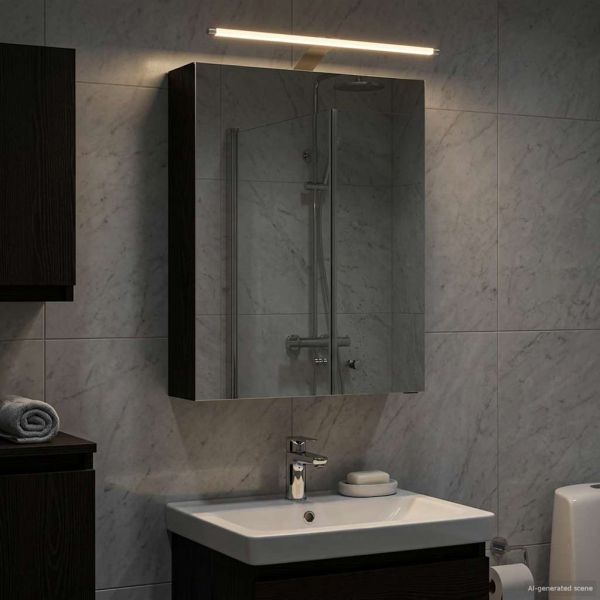 Шкаф с огледало за баня с рафт Черния дъб 50 x 14,5 x 70 см