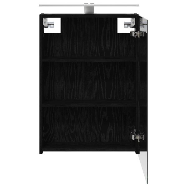 Шкаф с огледало за баня с рафт Черния дъб 50 x 14,5 x 70 см