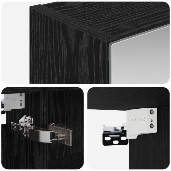 Шкаф с огледало за баня с рафт Черния дъб 50 x 14,5 x 70 см