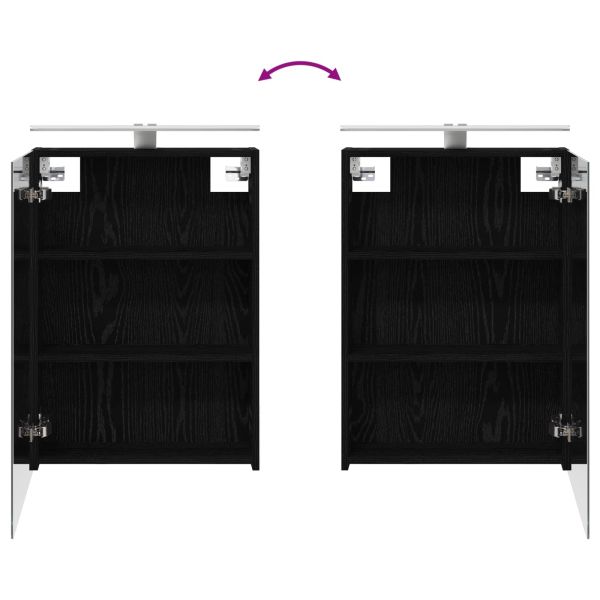 Шкаф с огледало за баня с рафт Черния дъб 50 x 14,5 x 70 см