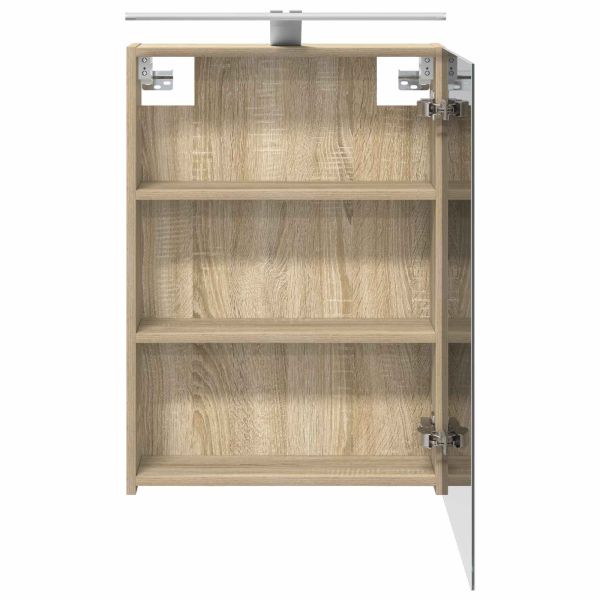 Шкаф с огледало за баня с рафт Сонома дъб 50 x 14,5 x 70 см