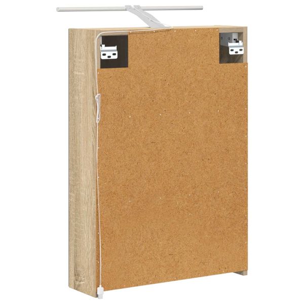 Шкаф с огледало за баня с рафт Сонома дъб 50 x 14,5 x 70 см
