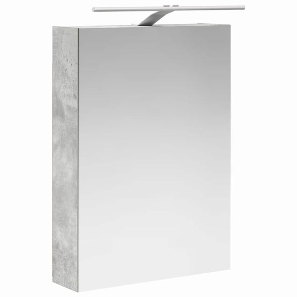 Шкаф с огледало за баня с рафт Циментено сиво 50 x 14,5 x 70 см