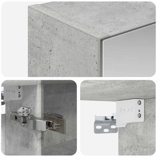 Шкаф с огледало за баня с рафт Циментено сиво 50 x 14,5 x 70 см