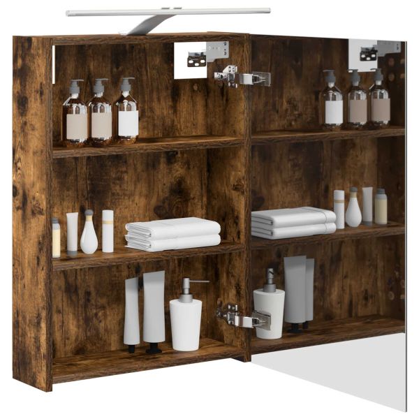 Шкаф с огледало за баня с рафт Димян дъб 50 x 14,5 x 70 см