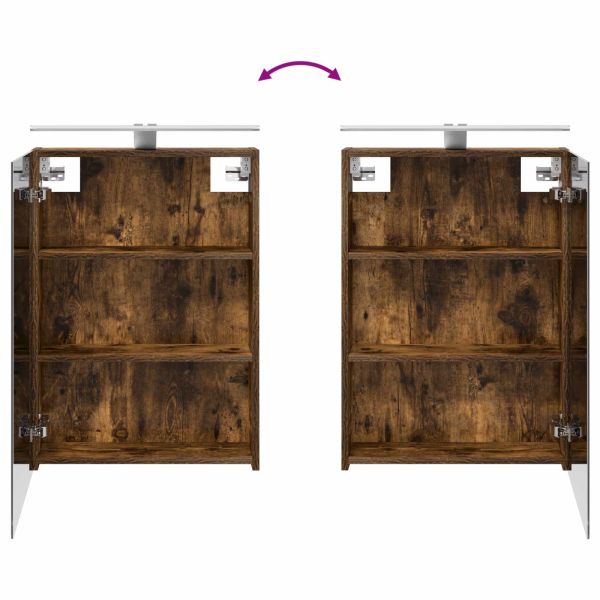 Шкаф с огледало за баня с рафт Димян дъб 50 x 14,5 x 70 см