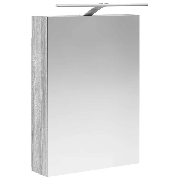 Шкаф с огледало за баня с рафт Сив Сонома 50 x 14,5 x 70 см